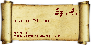 Szanyi Adrián névjegykártya